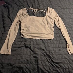 Elegant Cream Long Sleeve Women's Top
